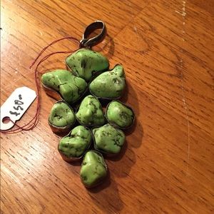 Vintage Yellow Turquoise pendant set in 925